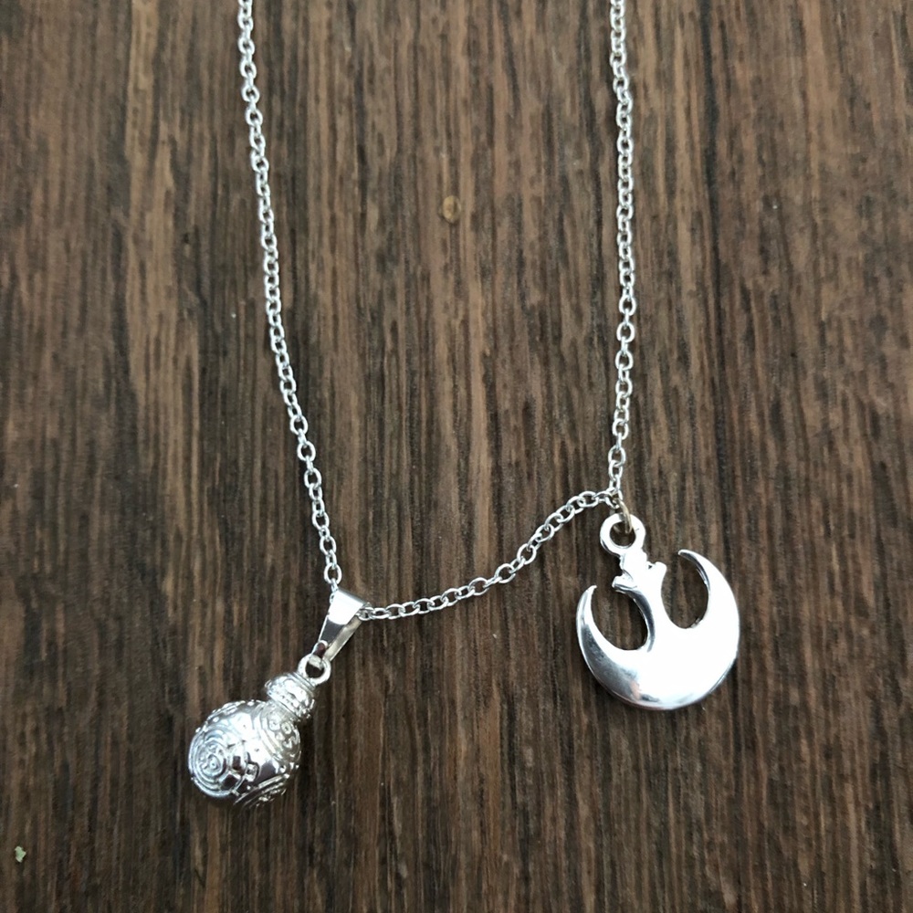 star wars silver bb-8 and rebel alliance charm necklace